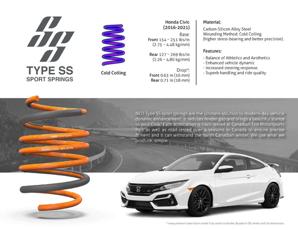 [TYPE-SS] Sport Springs - Honda Civic (2016 - 2021) FC/FK