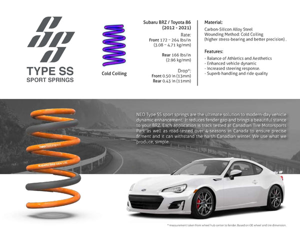 [TYPE-SS] Sport Springs - Subaru BRZ (2012 - 2021) ZC6